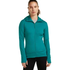 Icebreaker Merino 260 Quantum Hoodie met lange mouwen en ritssluiting voor dames - Tidal Teal