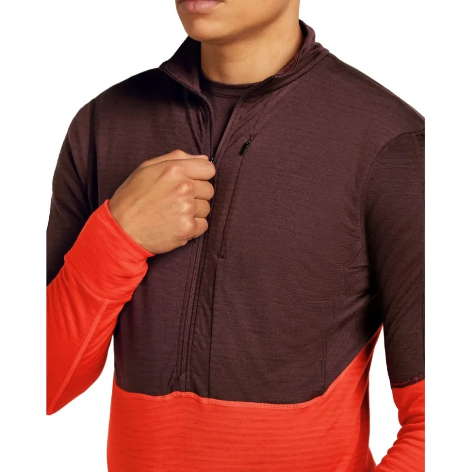 Shirts & Midlayers < Icebreaker Merino 200 Reafeece™ Descender Heren shirt met ange mouwen en have ritssuiting - Java/Fervid