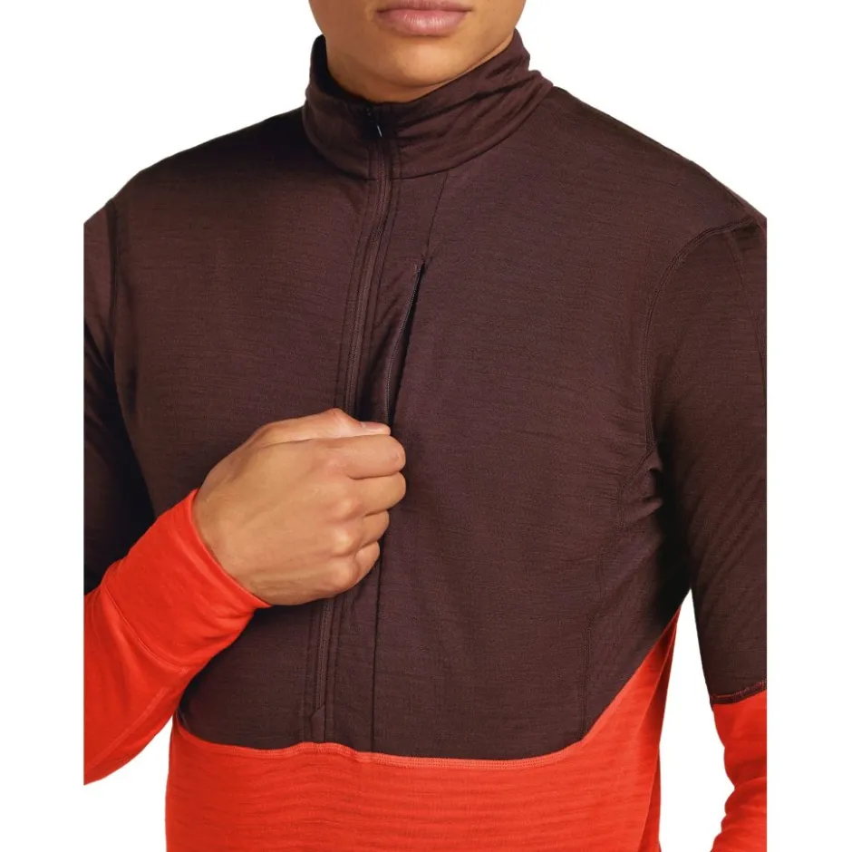 Shirts & Midlayers < Icebreaker Merino 200 Reafeece™ Descender Heren shirt met ange mouwen en have ritssuiting - Java/Fervid