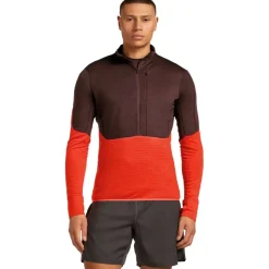 Shirts & Midlayers < Icebreaker Merino 200 Reafeece™ Descender Heren shirt met ange mouwen en have ritssuiting - Java/Fervid