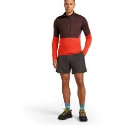 Shirts & Midlayers < Icebreaker Merino 200 Reafeece™ Descender Heren shirt met ange mouwen en have ritssuiting - Java/Fervid
