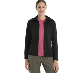 Shirts & Midlayers < Icebreaker Merino 560 RealFleece™ Elemental II Ja met Capuchon Dame - Zwart