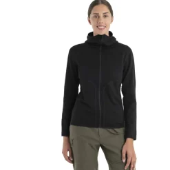 Shirts & Midlayers < Icebreaker Merino 560 RealFleece™ Elemental II Ja met Capuchon Dame - Zwart