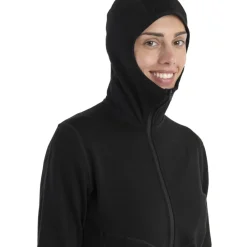 Shirts & Midlayers < Icebreaker Merino 560 RealFleece™ Elemental II Ja met Capuchon Dame - Zwart
