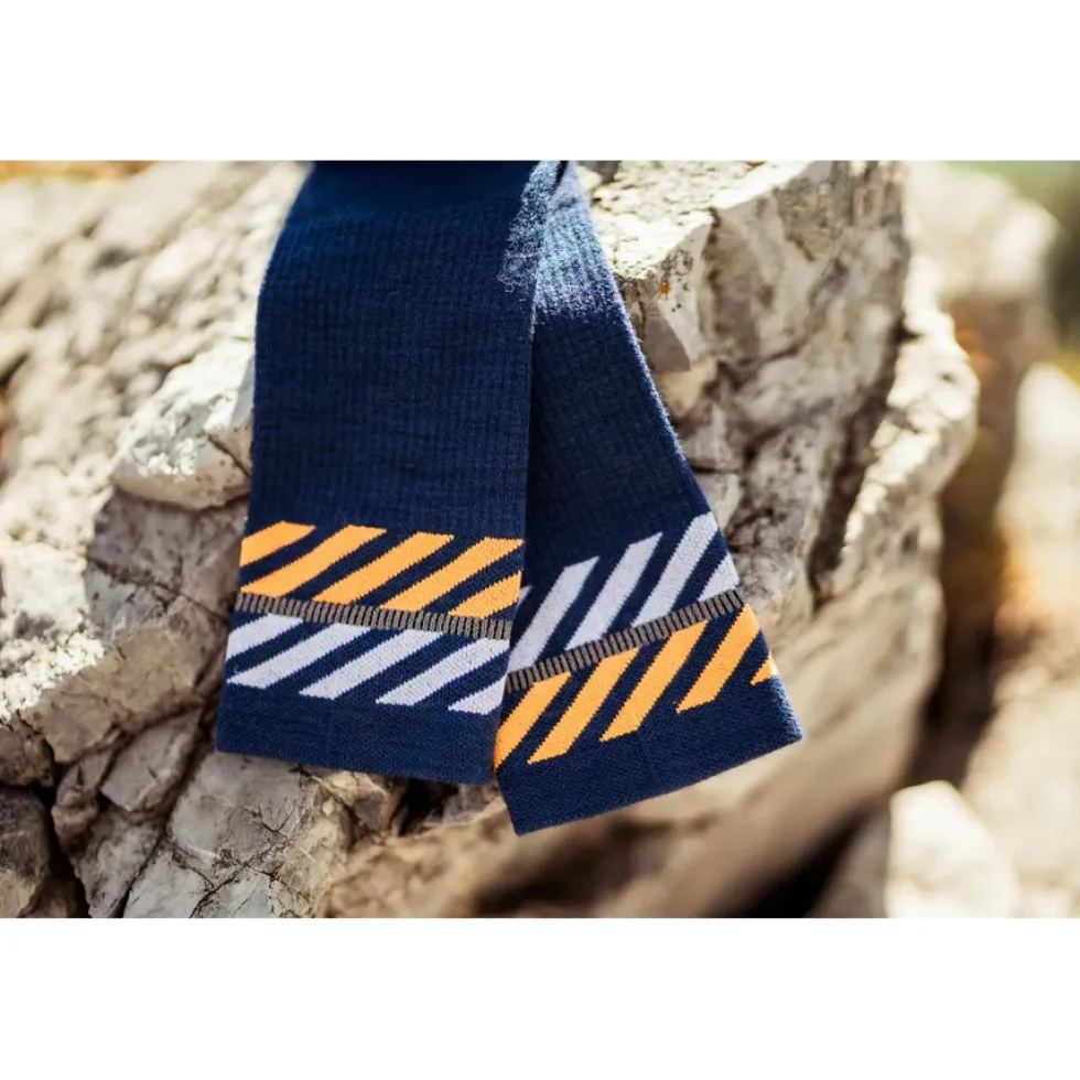 INCYLENCE Merino Light Lanes Sokken - Navy Orange