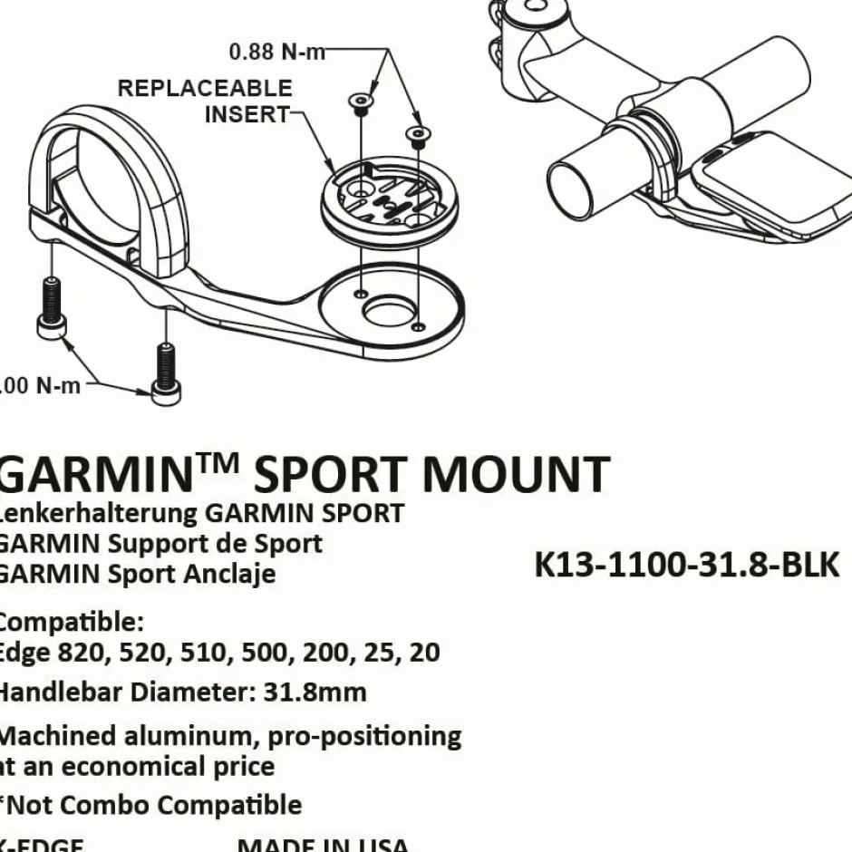 Fietscomputer Houders|Houders Voor Fietscomputers < K-Edge Garmin Sport Mount Fietscomputer-Houder - zwart