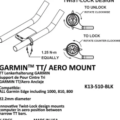 K-Edge TT Garmin Houder - 22,2mm - zwart