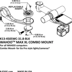 Camera'S En Action Cams|Fietscomputer Houders < K-Edge Wahoo MAX XL Combo Fietscomputer-Houder - 35.0mm