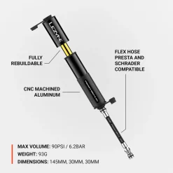 Lezyne CNC Pocket Drive HV - Minipomp incl. hendelset & CO2-patroon - glossy black