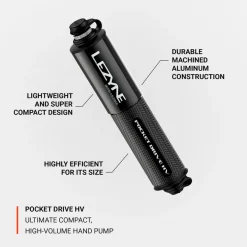 Lezyne CNC Pocket Drive HV - Minipomp incl. hendelset & CO2-patroon - glossy black