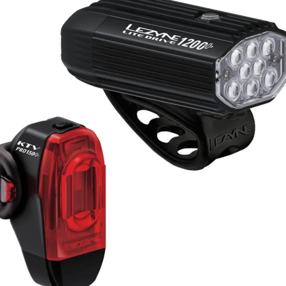 Lezyne Lite Drive 1200+ | KTV Drive Pro+ Verlichtingsset - satin black / black
