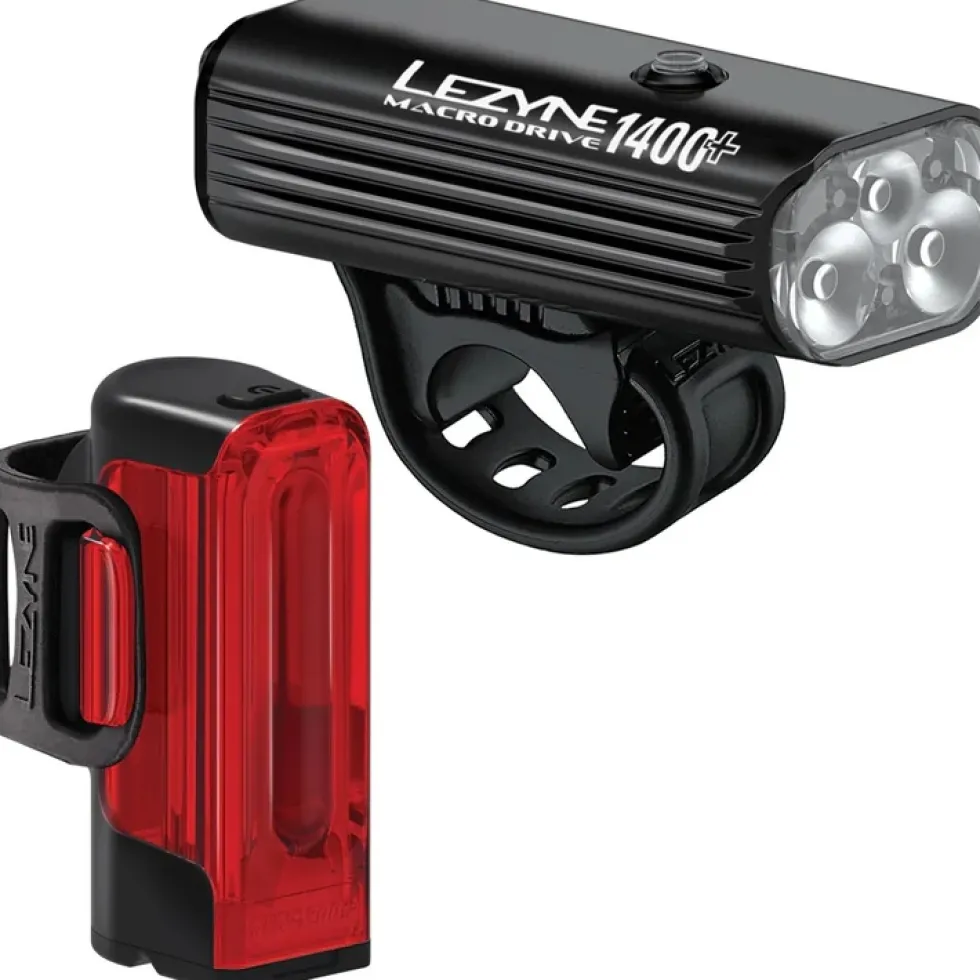 Lezyne Macro Drive 1400+ | Strip Drive Pro 400+ Verlichtingsset - satin black / black