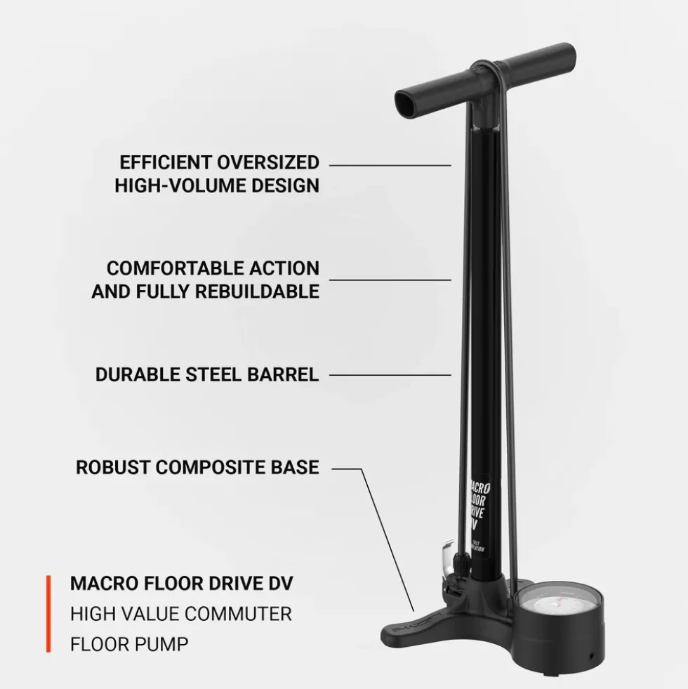 Lezyne Macro HV Floor Drive DV Vloerpomp - zwart mat