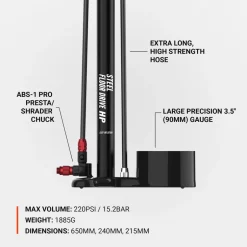 Vloerpompen < Lezyne Steel HP Floor Drive 3.5 Vloerpomp - grijs mat