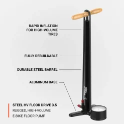 Lezyne Steel HV Floor Drive Vloerpomp - grijs