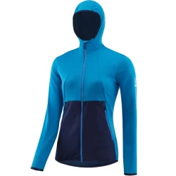 Löffler Transtex® Waffle Jas met Capuchon Dames - capri/donkerblauw 449