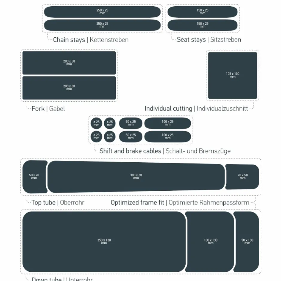 Stickers < Luxshield Beschermfolie voor het Frame Universal E-Bike - 20 Stuks - glanzend
