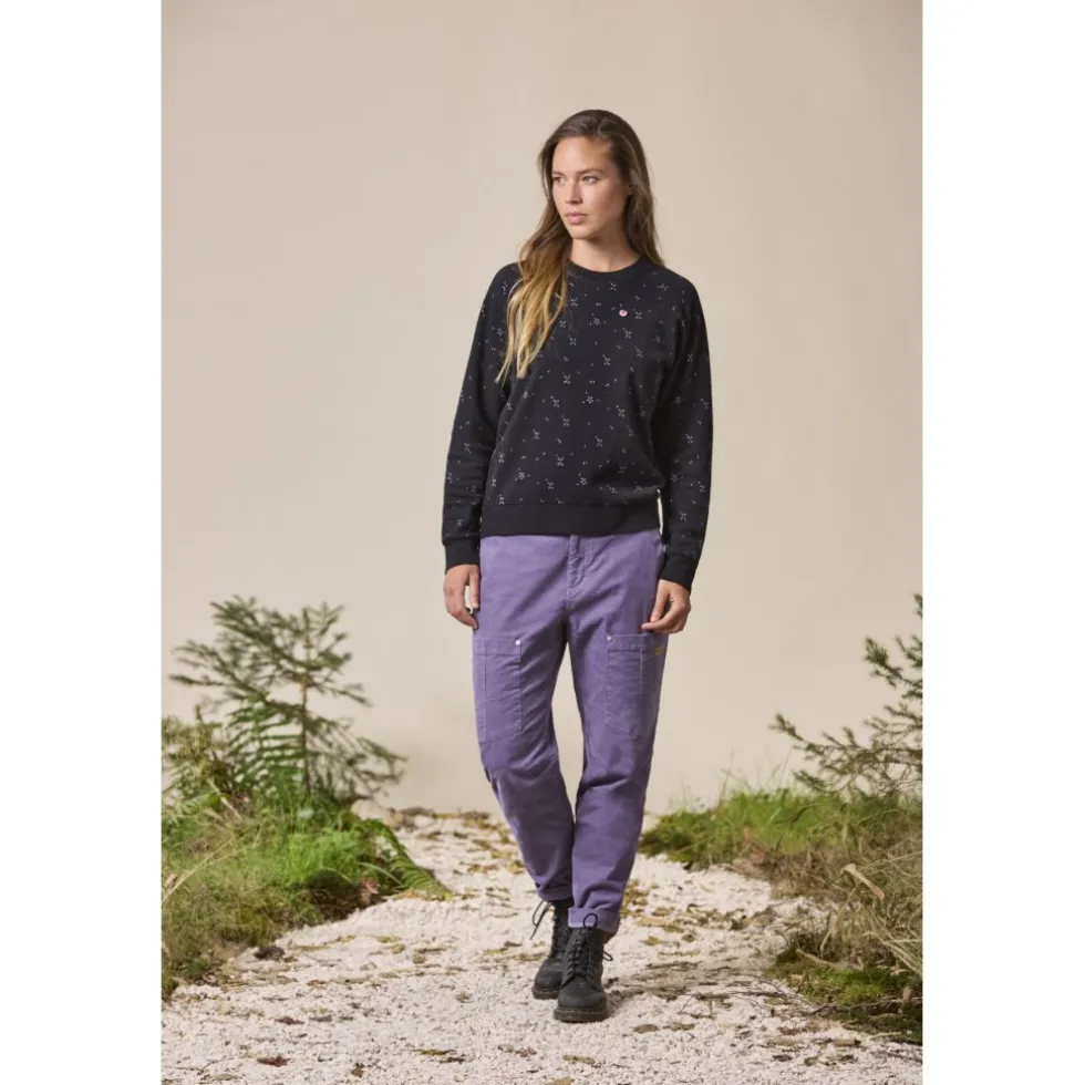 Maloja PerdonigM. Flanellen Sweatshirt Dames - deep black leafflower 1192
