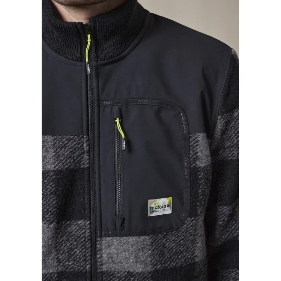 Jassen & Vesten < Maloja Coldrano. Adventure Wollen Ja Heren - deep black check 8857