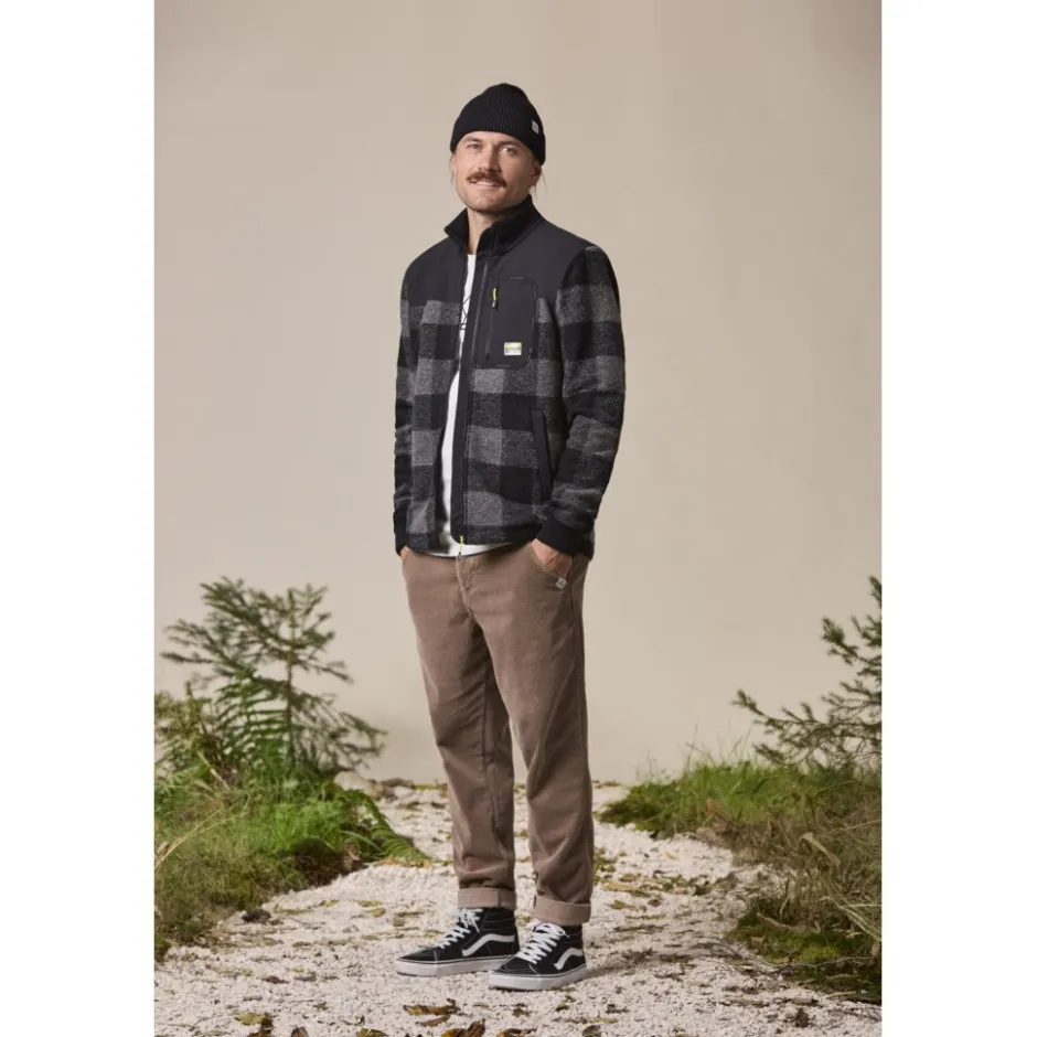 Jassen & Vesten < Maloja Coldrano. Adventure Wollen Ja Heren - deep black check 8857