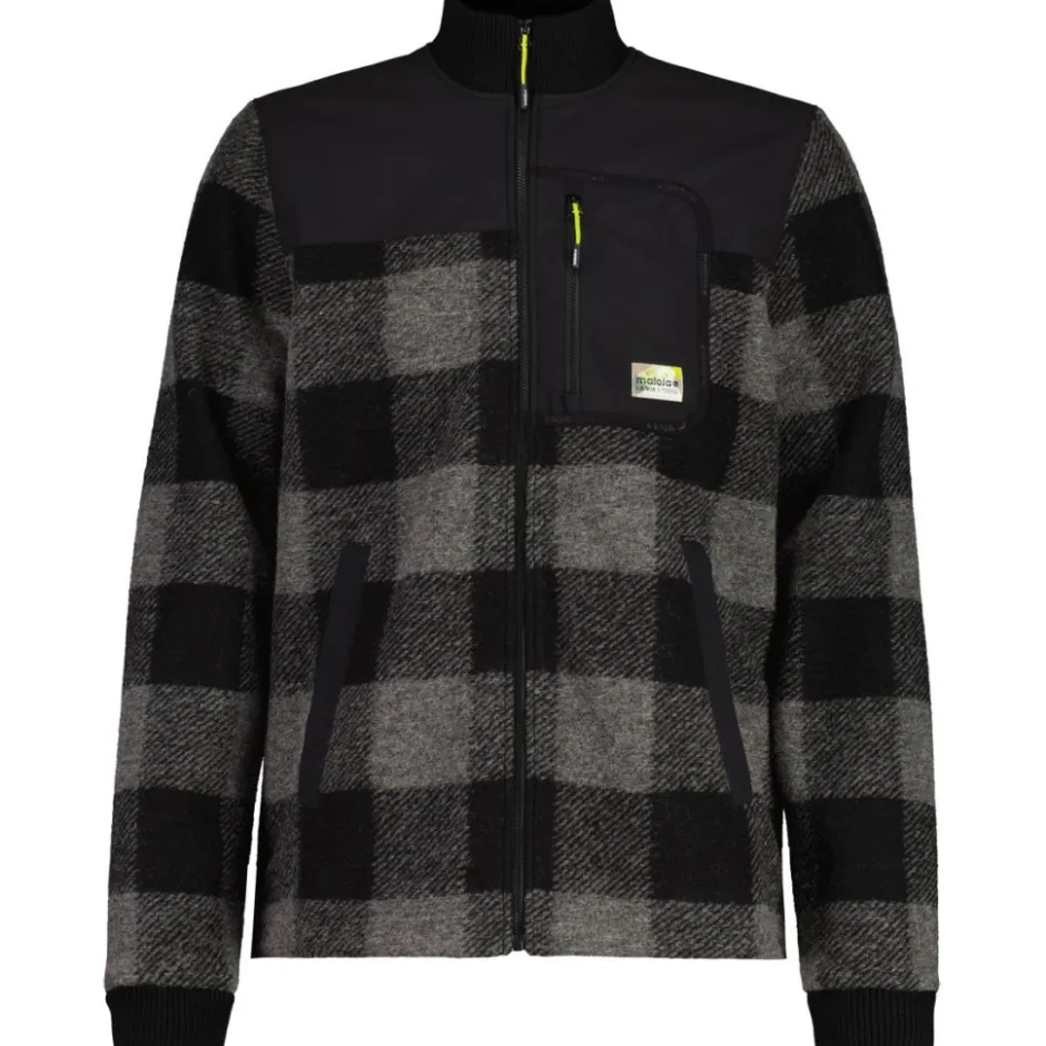 Jassen & Vesten < Maloja Coldrano. Adventure Wollen Ja Heren - deep black check 8857