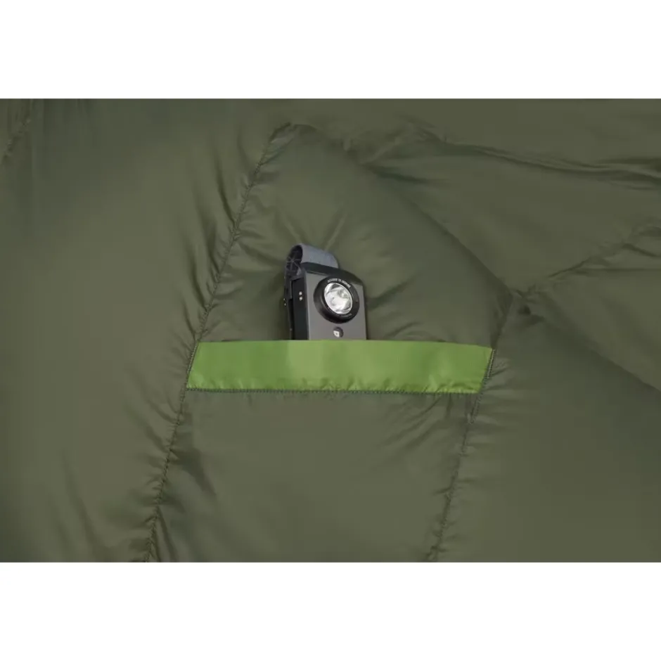 Slaapzakken < Marmot Mad River 30 Regular Donzen Slaapzak - Zip left - foliage/rosin green