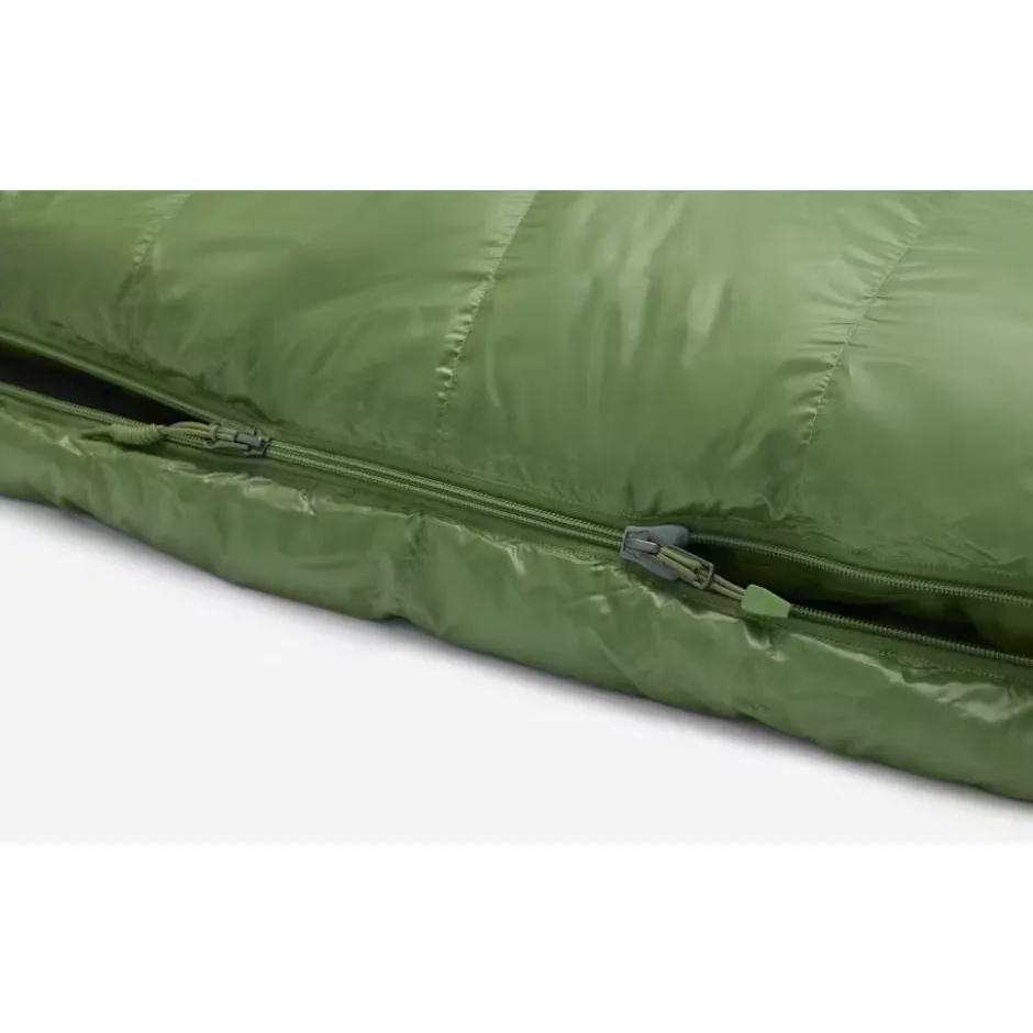 Slaapzakken < Marmot Mad River 30 Regular Donzen Slaapzak - Zip left - foliage/rosin green