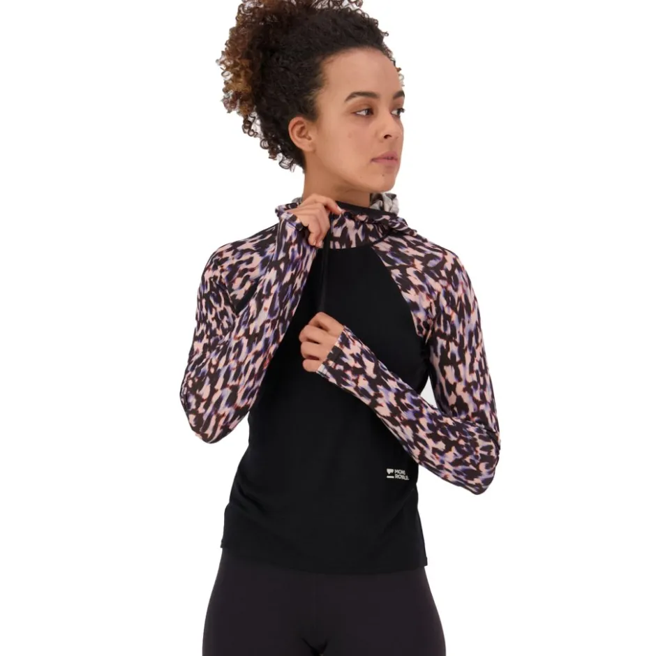 T-Shirts En Tops|Shirts & Midlayers < Mons Royale Bea erino Hooded hirt et ange ouwen voor dae - rock eopard / back