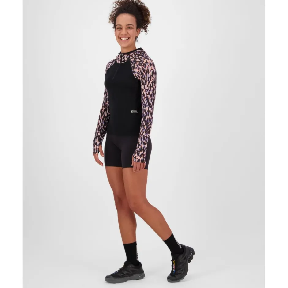 T-Shirts En Tops|Shirts & Midlayers < Mons Royale Bea erino Hooded hirt et ange ouwen voor dae - rock eopard / back