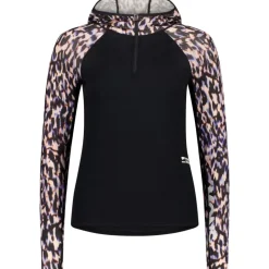 T-Shirts En Tops|Shirts & Midlayers < Mons Royale Bea erino Hooded hirt et ange ouwen voor dae - rock eopard / back