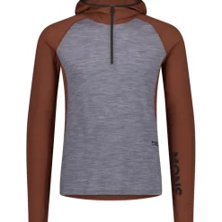T-Shirts En Tops|Shirts & Midlayers < Mons Royale Tepe erino Heren shirt et capuchon en ange ouwen - cinnaon / grey heather