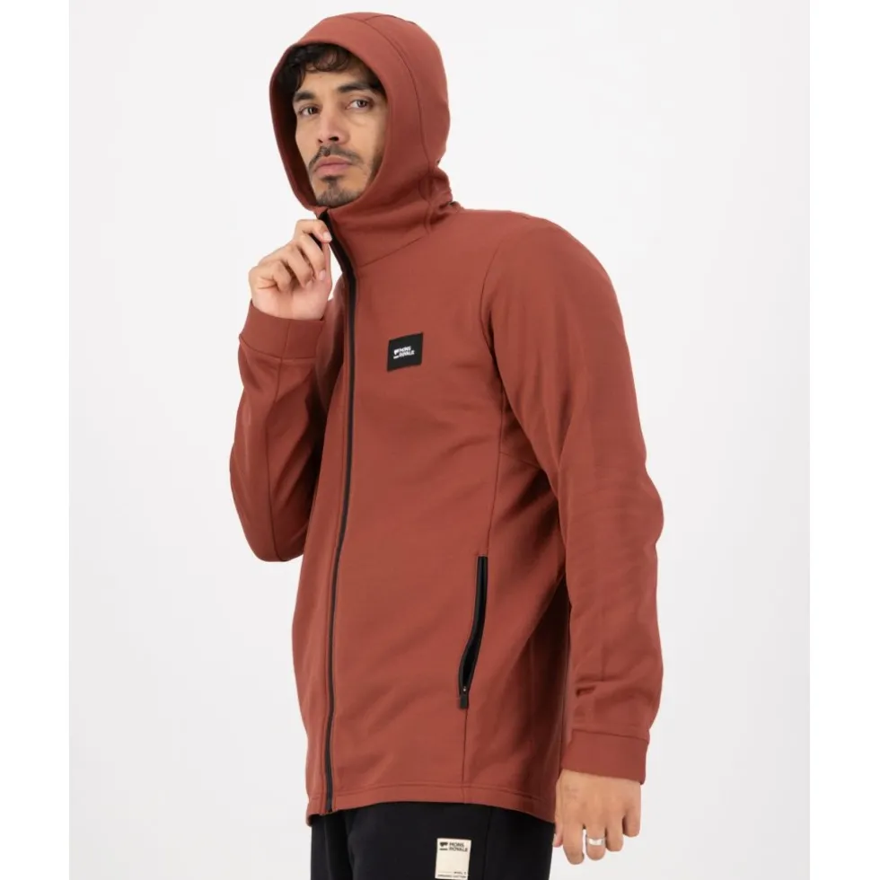 Mons Royale Arcadia Merino Fleece Jas met Capuchon Heren - sienna