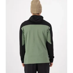 Shirts & Midlayers < Mons Royale Offgrid erino Fleece 1/2 Zip hirt et Lange ouwen Heren - willow / zwart