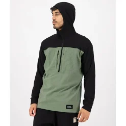 Shirts & Midlayers < Mons Royale Offgrid erino Fleece 1/2 Zip hirt et Lange ouwen Heren - willow / zwart