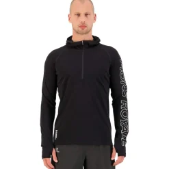 Mons Royale Temple Merino Shirt met Lange Mouwen en Capuchon Heren - zwart
