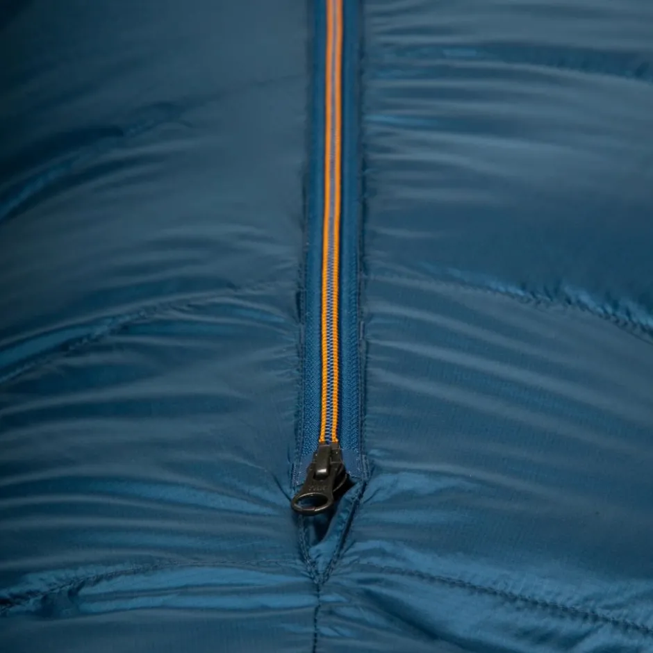 Slaapzakken < Mountain Equipment Helium 400 Regular Slaapzak ME-005968 - zip left - majolica blue