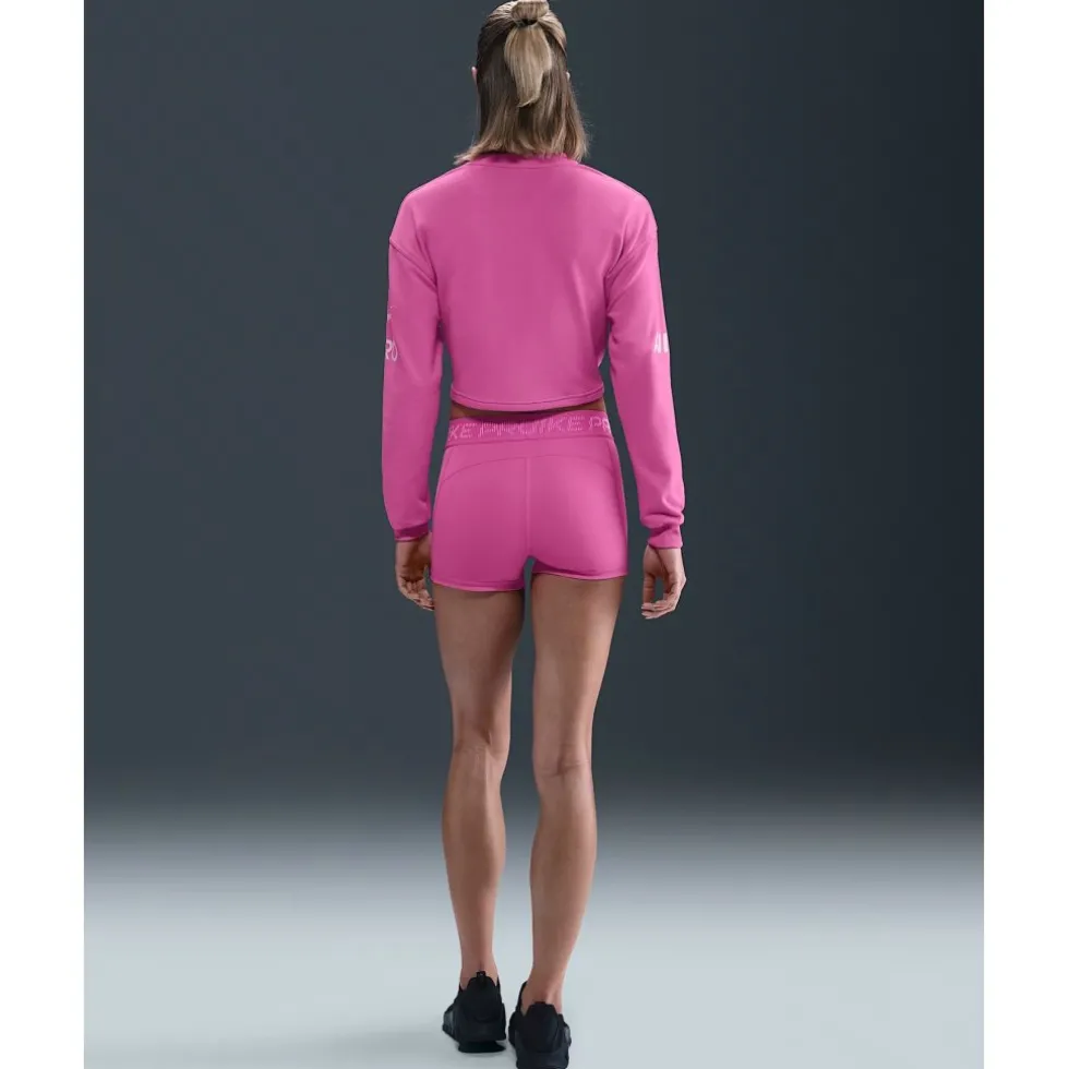 Nike Pro Dri-FIT French-Terry-Sweatshirt Dames - playful pink/pink foam/white HV3591-675