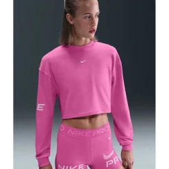 Nike Pro Dri-FIT French-Terry-Sweatshirt Dames - playful pink/pink foam/white HV3591-675