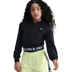 Nike Pro Fleece Dri-FIT Jas met Capuchon Kinderen - zwart/zwart/zwart/wit HQ9312-011