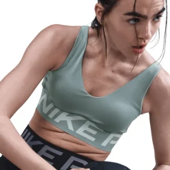 Nike Pro Indy Plunge Sportbeha met medium ondersteuning Dames - cannon/jade ice/white HF7324-017