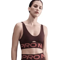 Nike Pro Indy Plunge Sportbeha met medium ondersteuning Dames - burgundy crush/canyon rust/white HF7324-652