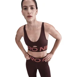 Nike Pro Indy Plunge Sportbeha met medium ondersteuning Dames - burgundy crush/canyon rust/white HF7324-652