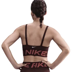 Nike Pro Indy Plunge Sportbeha met medium ondersteuning Dames - burgundy crush/canyon rust/white HF7324-652
