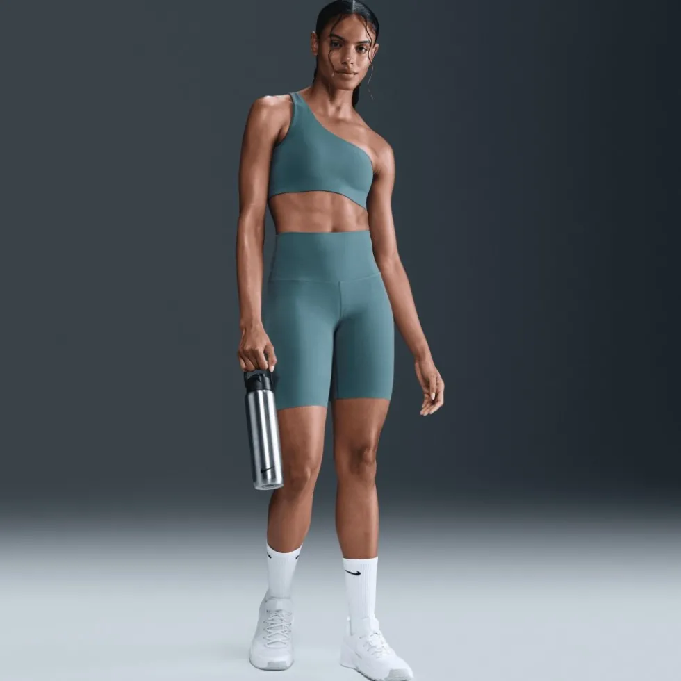 Nike Zenvy Asymmetrical Sportbeha met lichte ondersteuning Dames - smokey blue/white HQ9182-006
