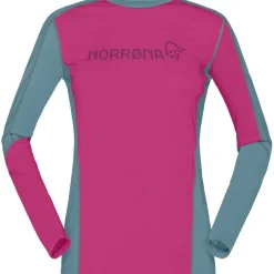 Norrona falketind equaliser merino round Neck Shirt met Lange Mouwen Dames - Festival Fuchsia