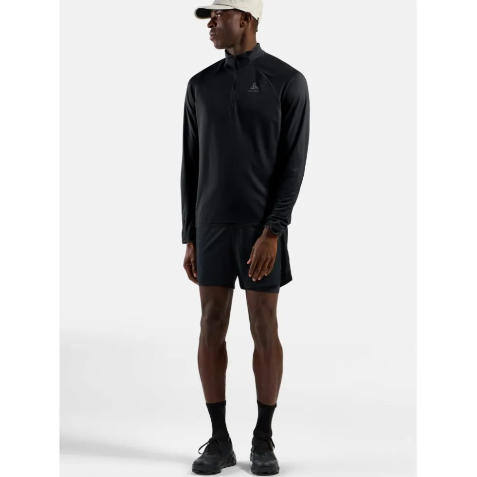 Odlo Essentials Half Zip Hardloop-Midlayer Heren - zwart - zwart