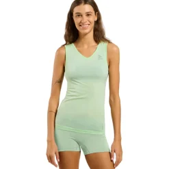 Ondershirts|Ondergoed < Odlo Performance X-ight V-Neck Hemd zonder Mouwen Dames - patina green