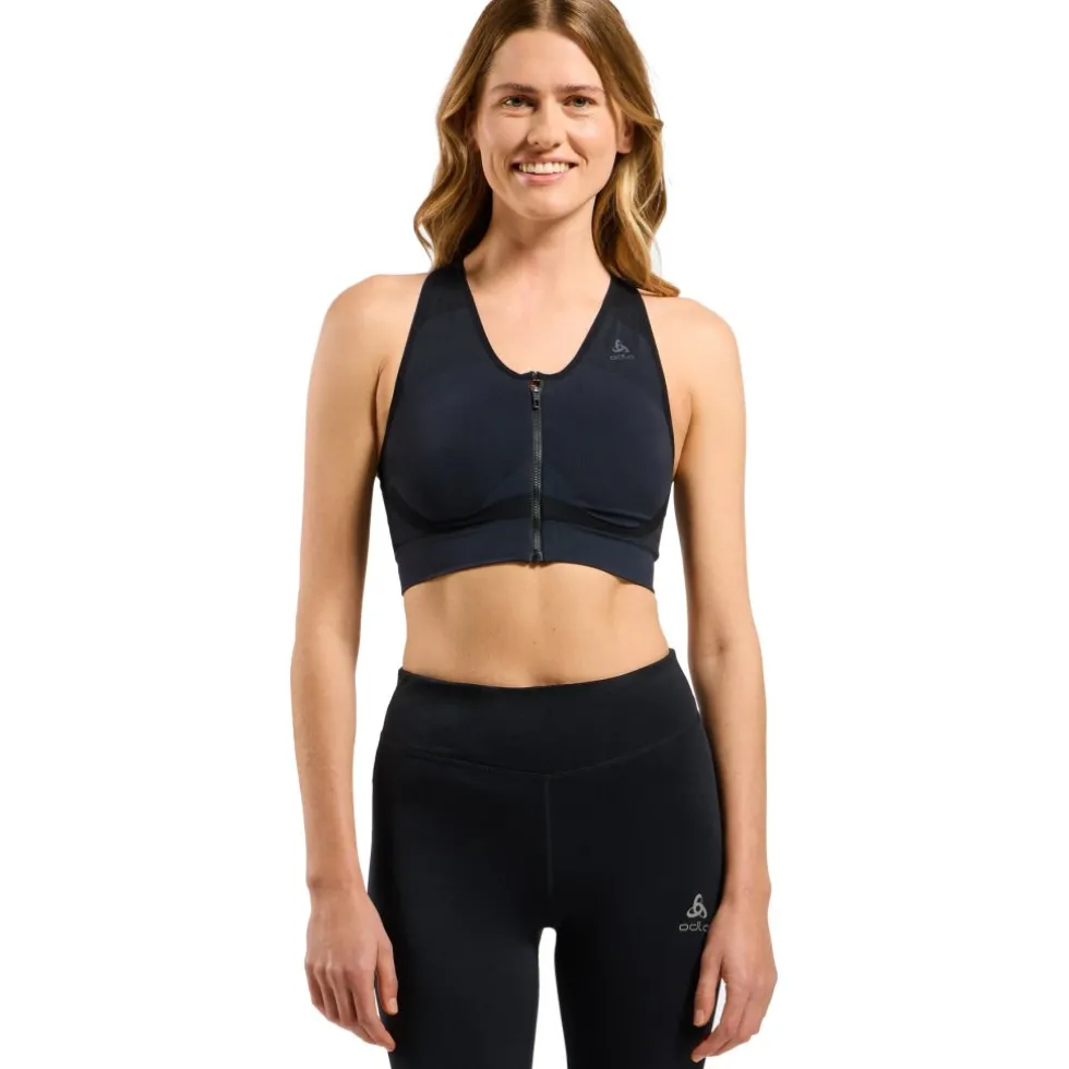 Odlo Seamless Zip High Support Sport-BH Dames - zwart