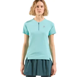Odlo X-Alp Half-Zip Hardloopshirt Dames - aqua haze