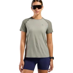 Odlo X-Alp Trailrunning T-Shirt Dames - agate gray - vetiver
